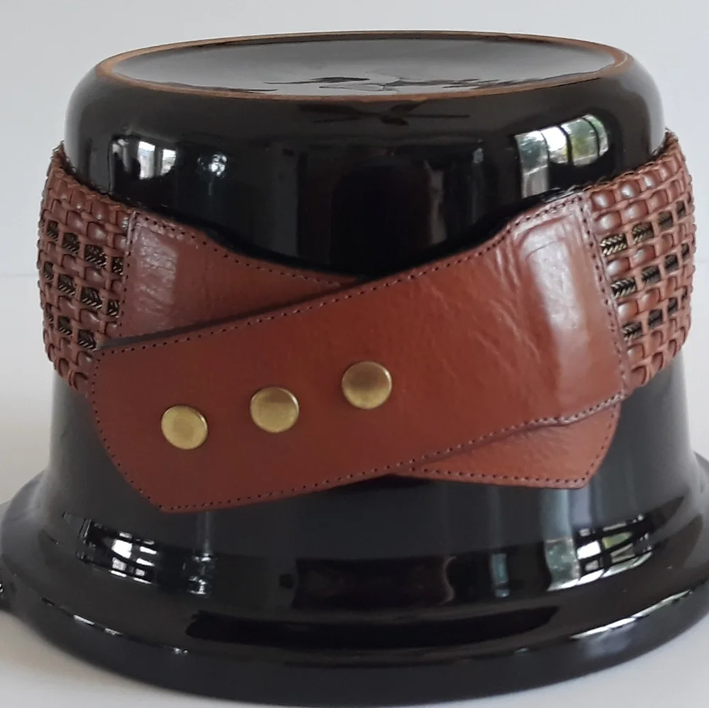 Streets Ahead Woven Leather & Brass Wide Belt S